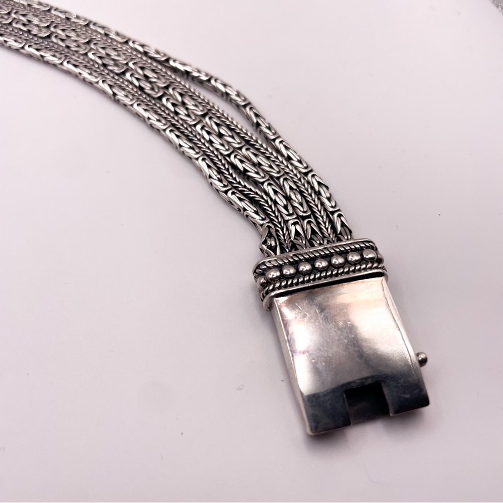 Silpada B1452 Sterling Silver Multi-Strand Woven Chain Bracelet with Box Clasp - Picture 3 of 13